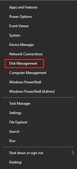 open Disk Management from the Start menu