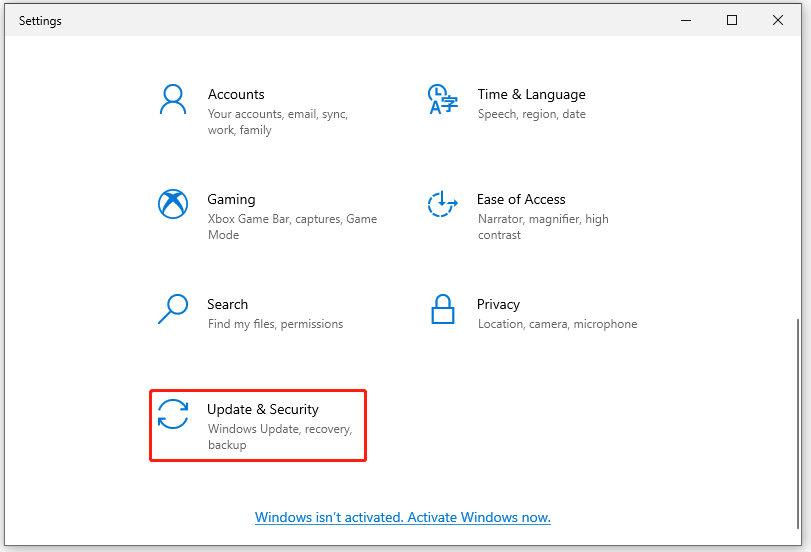 choose Update & Security