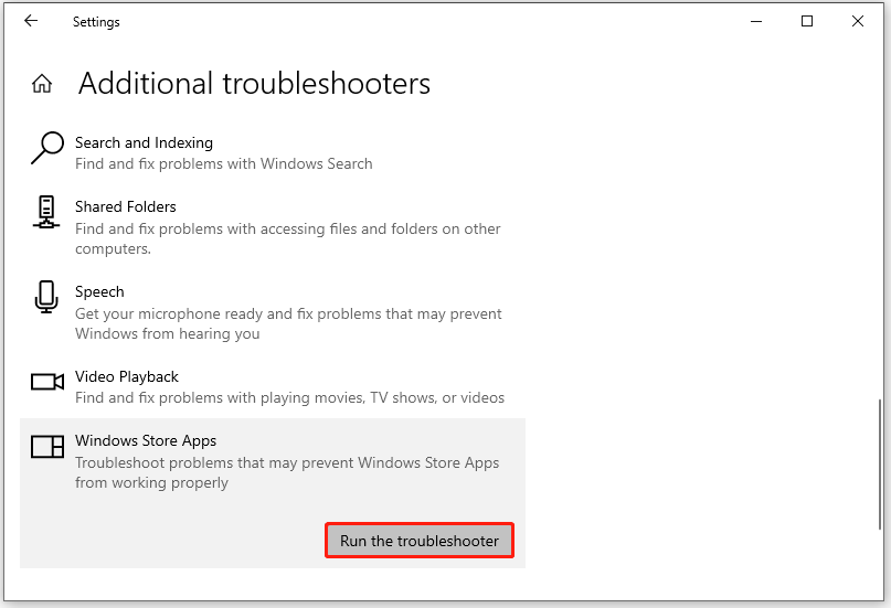 click the Run the troubleshooter option
