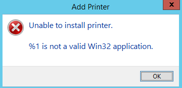 1 is not a valid Win32 application