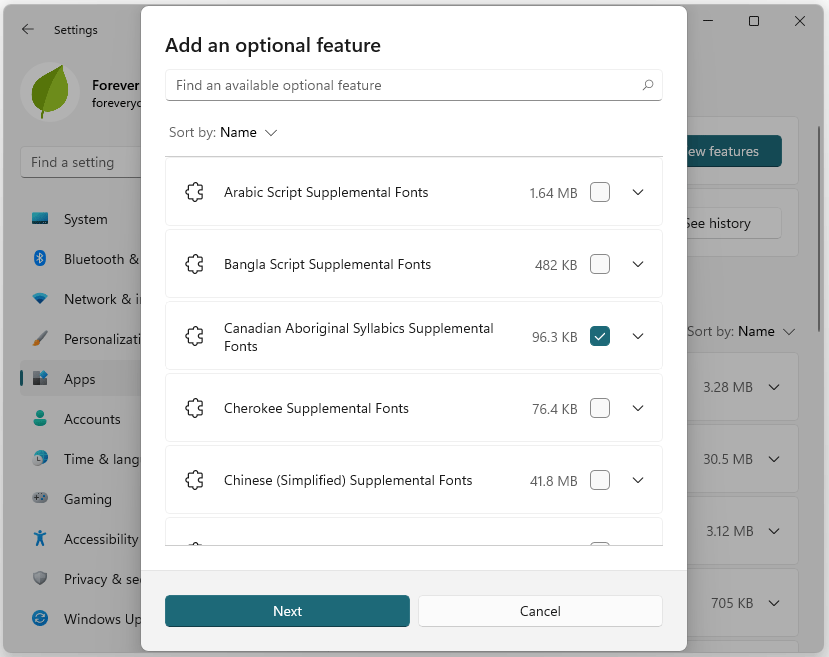 select the feature