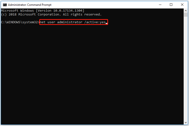 type the command