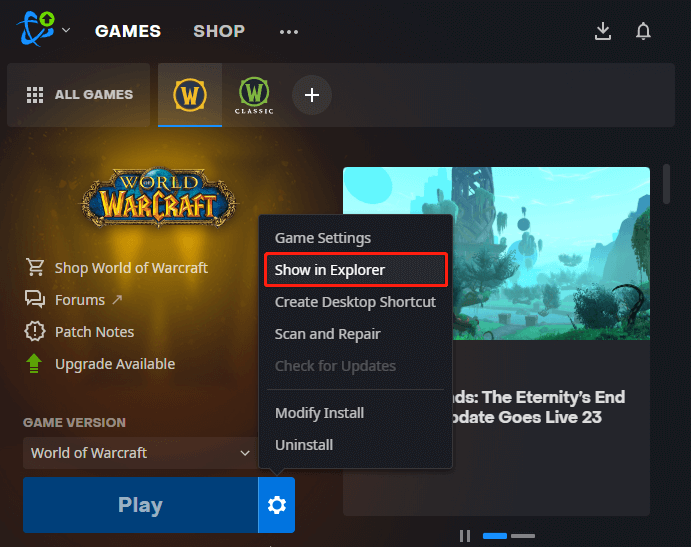 show in explorer