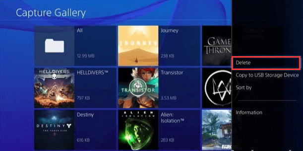 delete Screenshots and videos in PS4