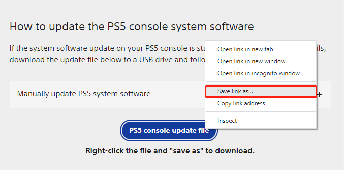 download PS5 console update file