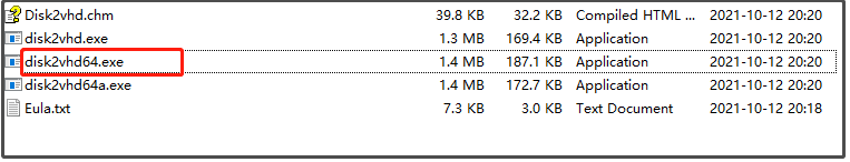 double click disk2vhd64.exe