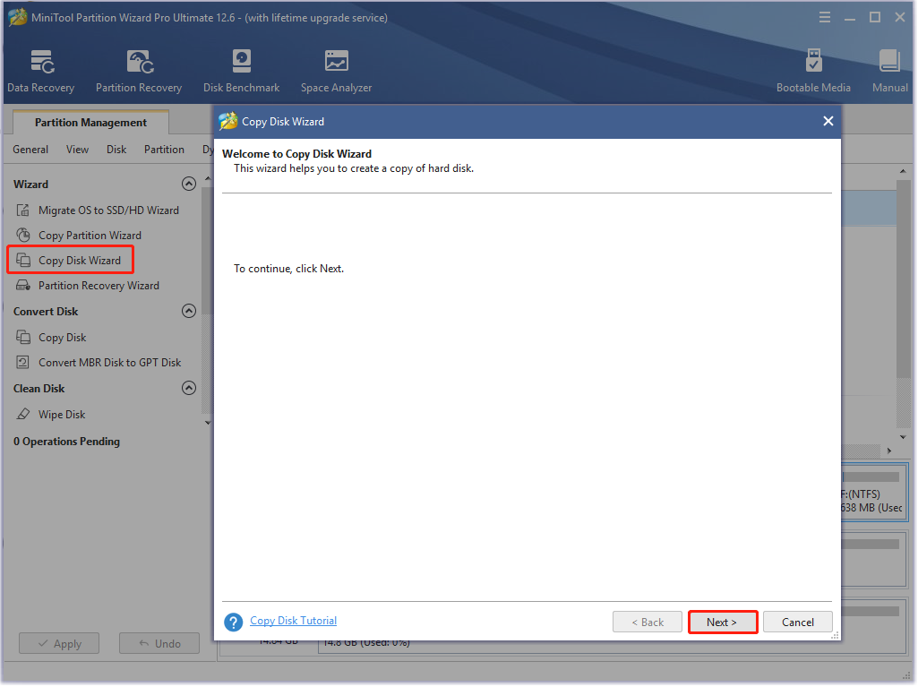 click Copy Disk Wizard