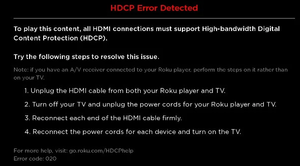 HDCP Roku error