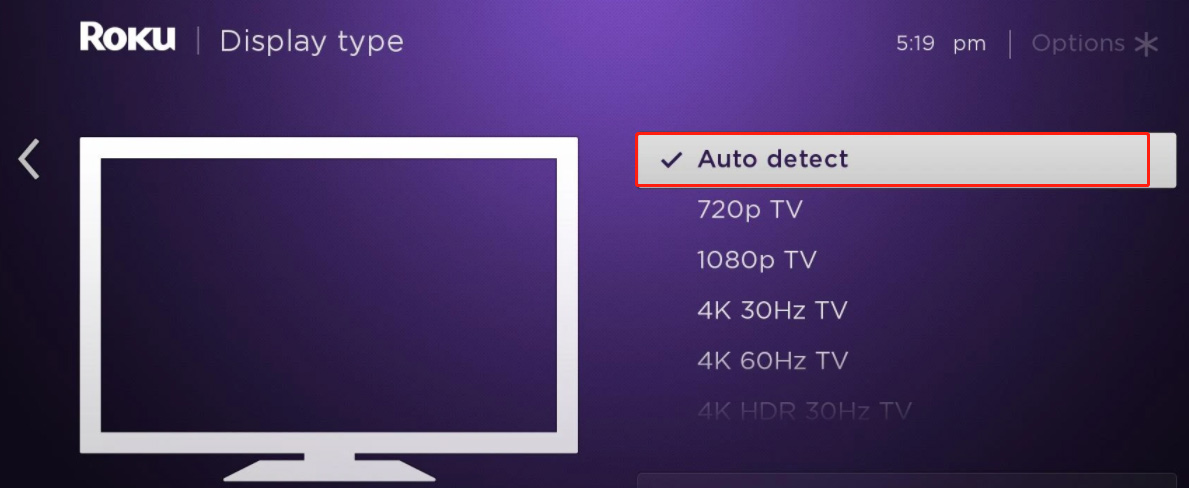 set Display type to auto detect in Roku