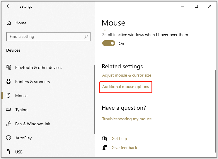 click additional mouse options