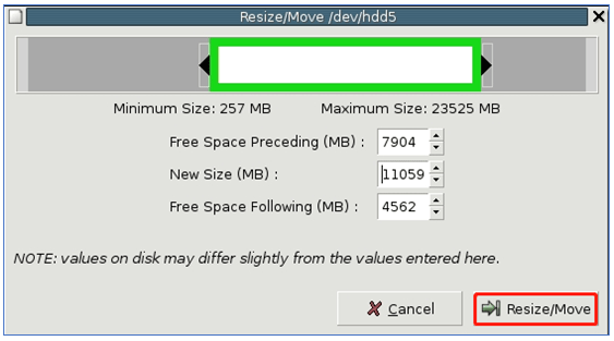 click Resize/Move
