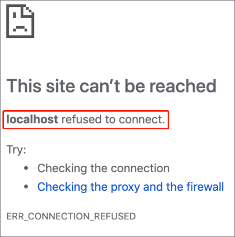 localhost refused to connect Chrome