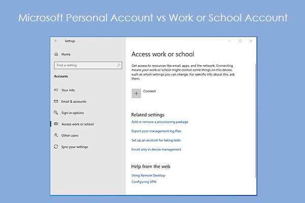 Microsoft personal account vs work or school account