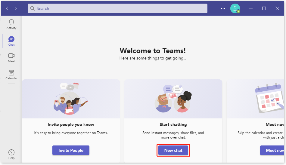 click New chat in Microsoft Teams