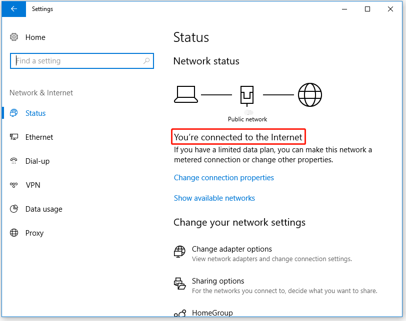check internet connection