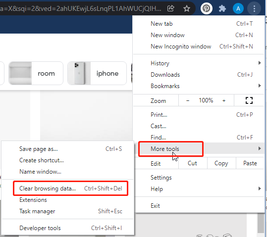 click Clear browsing data