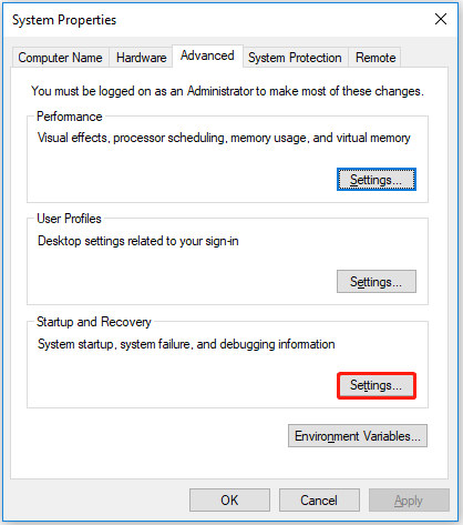 select the Settings button