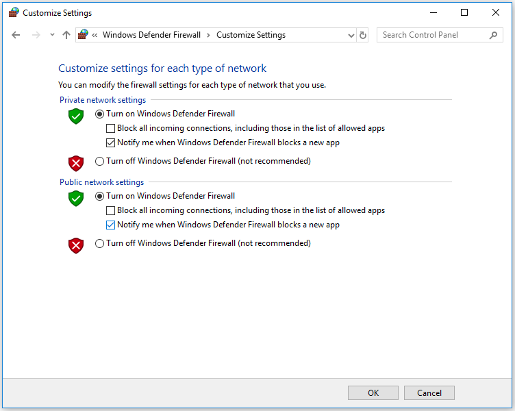 customize settings