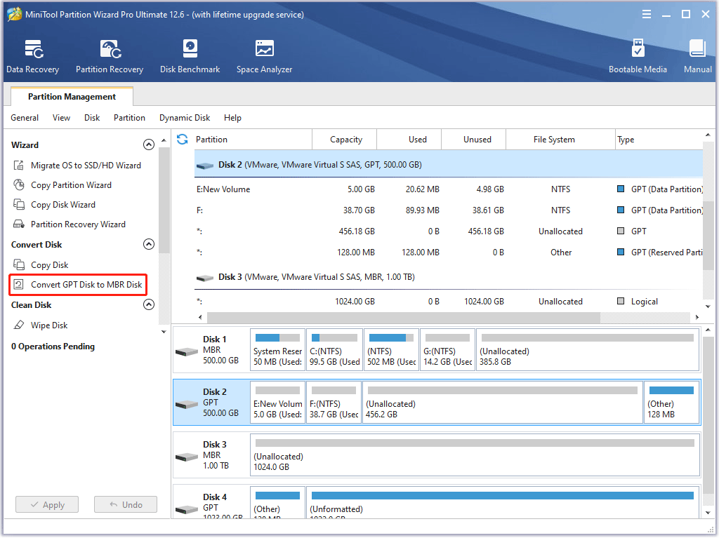 activate Convert GPT Disk to MBR Disk