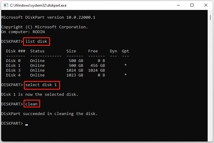 clean all partitions