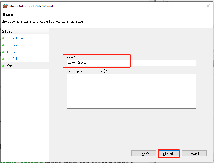 name the Outbound rule