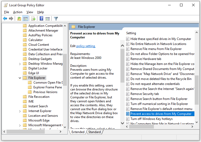 find File Explorer in Local Group Policy Editor