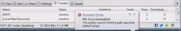 uTorrent the system cannot find the path specified