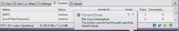 Utorrent सिस्टम निर्दिष्ट पथ नहीं पा सकता है