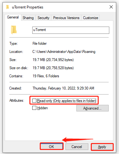 untick the checkbox for Read only