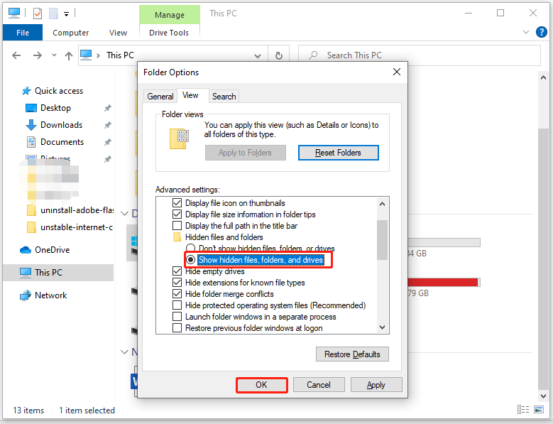 Show hidden files folders and drivers