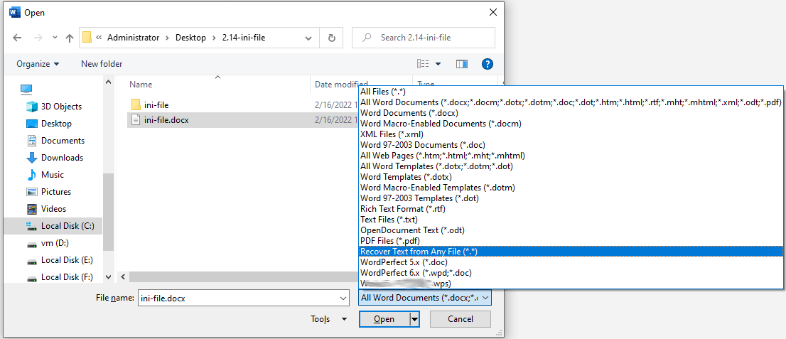 Recover Text from Any File