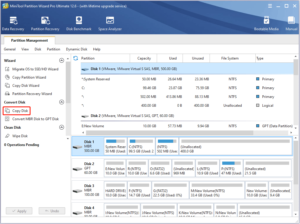 select the Copy Disk option