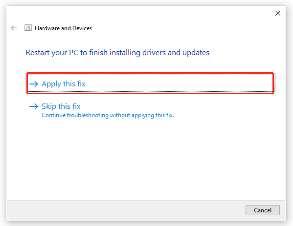 click Apply this fix