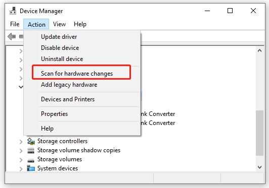 Scan for hardware changes