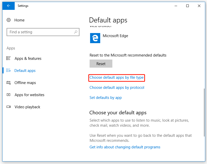 open choose default apps by file type