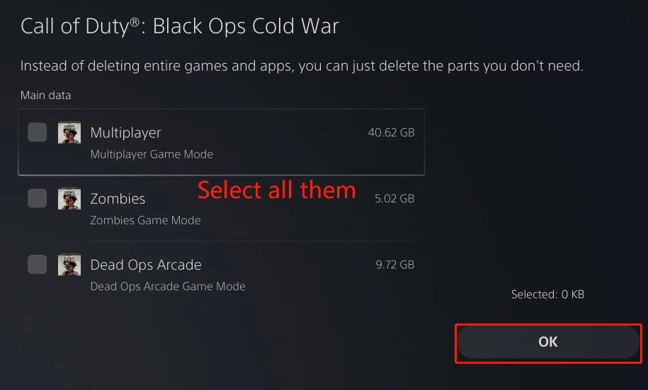 uninstall Call of Duty Black Ops Cold War on PS5