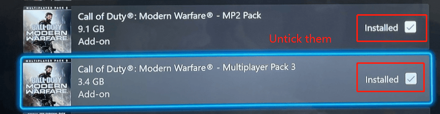 unselect Call of Duty Modern Warfare MP2 Pack