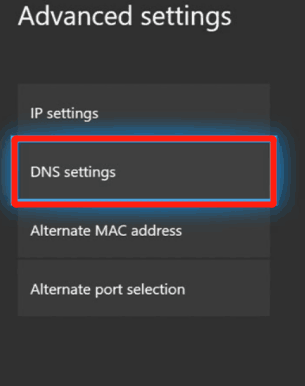 select DNS Settings on Xbox