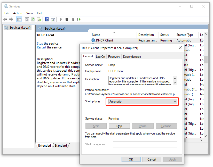 enable DHCP Client