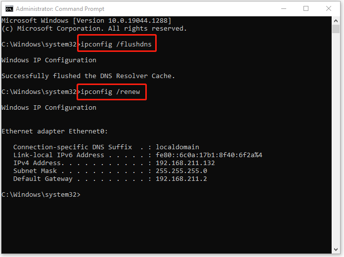 reset network configurations
