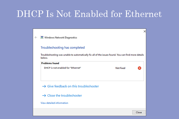 DHCP is not enabled for Ethernet