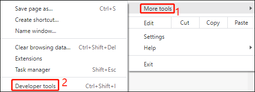 open Developer tools