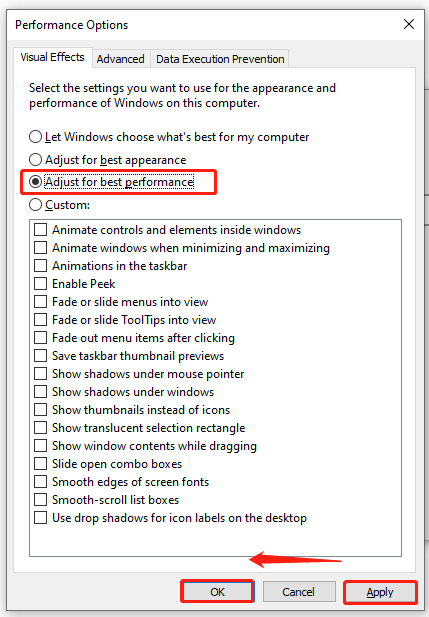 select Adjust for the best performance