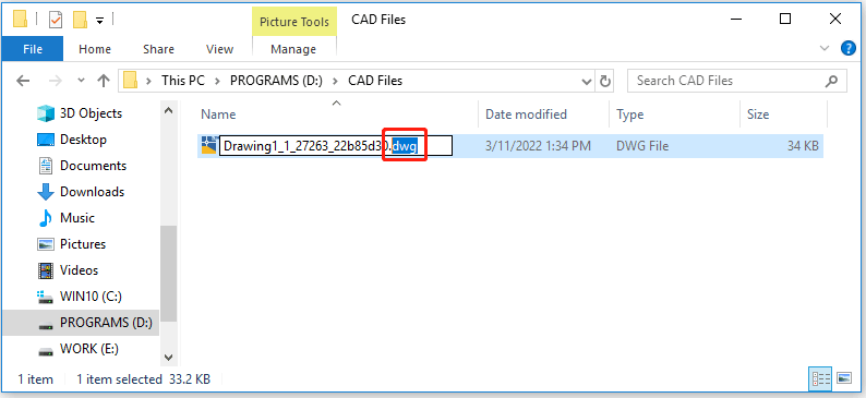 change the extension from .sv$ to .dwg