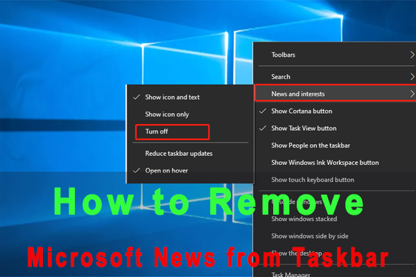 how to remove Microsoft news from taskbar