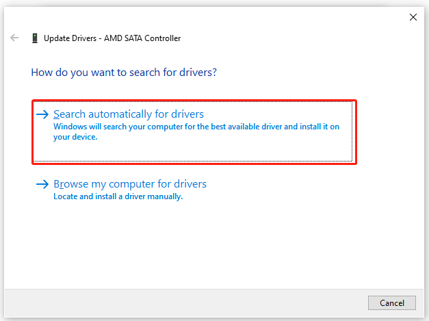 Search automatically for drivers