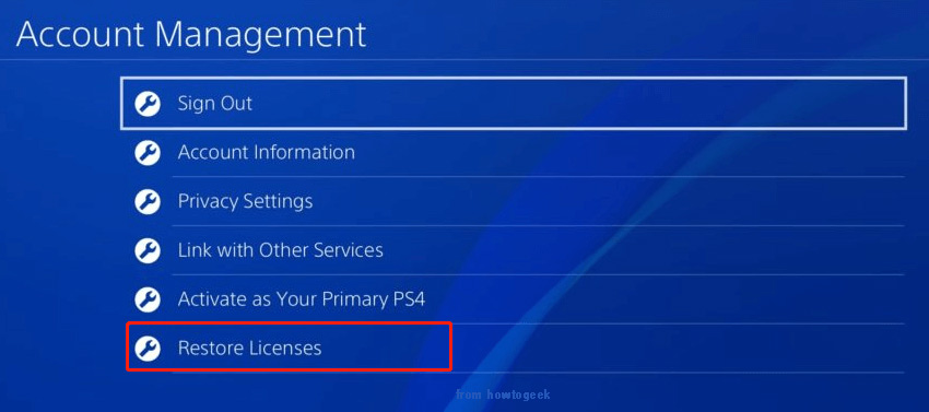 restore the Licenses on PS4