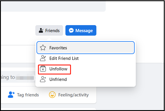 hit Unfollow