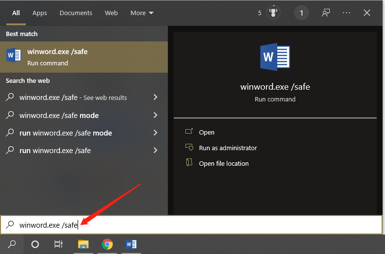 open Word in Safe Mode