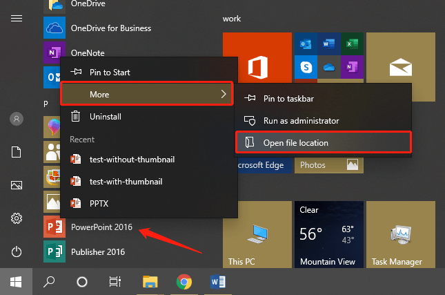 open file location